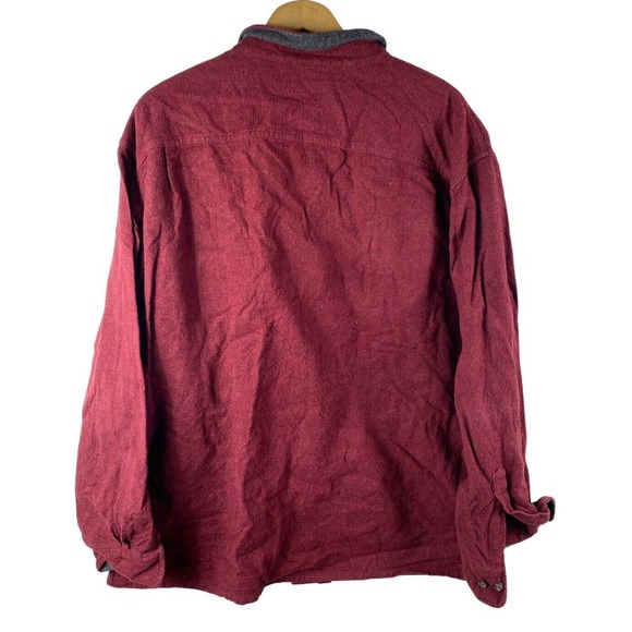 St Johns Bay Large Shacket Flannel Shirt Button Down Burgundy Red Cotton Mens - Picture 4 of 6